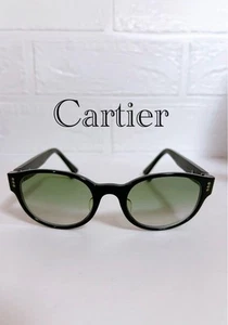 Cartier 5371004 Sunglasses Black Light-Geen Plastic Women Temple140mm Handmade - Picture 1 of 12
