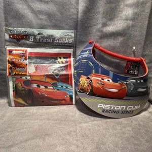 NEW Disney Pixar Cars RACING Background 8ct. Treat Sacks & Party Visor - Picture 1 of 7