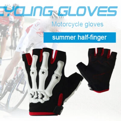 Skull Pattern Off-road Gloves Motorcycle Fingerless Riding Breathable Gym Gloves - Image 1 of 4