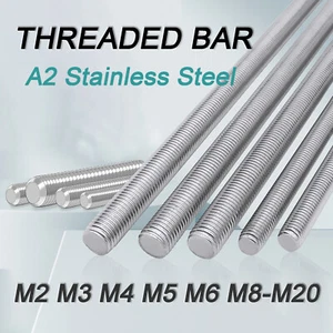 M2 M3 M4 M5 M6 to M20 A2 Stainless Threaded Bar - Rod Studding Allthread DIN 976 - Picture 1 of 149