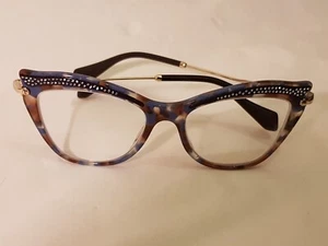 MIU MIU VMU 0P6 TZ5-101 HAVANA BLUE, GOLD & DIAMANTE FRAME FOR GLASSES - Picture 1 of 10