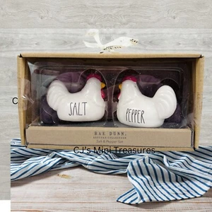 RAE DUNN Chicken SALT and PEPPER Shaker Set Farmhouse Ceramic New - Picture 1 of 7