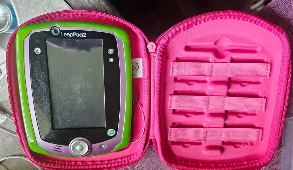 Green/Purple LeapFrog LeapPad 2 Learning Tablet - Pink Hello Kitty Case 19 Games - Image 1 of 4