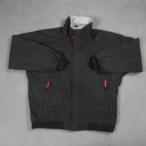 Vtg Helly Hansen Jacket Mens Large Black Nylon Fleece Lined Rain Bomber Zipper - Picture 1 of 15