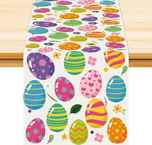 Easter Egg Table Runner,Easter Decorations for Table Kitchen Dinner Table Farmho - Picture 1 of 12