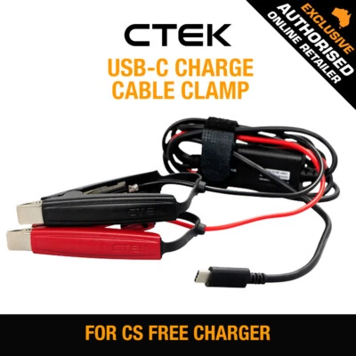 CTEK USB-C CHARGE CABLE CLAMPS for CS FREE Portable Battery Charger Maintainer - image 1 of 2
