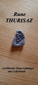 Runa THURISAZ Colgante Amuleto Estaño Plateado Vikingo Antiguo. Futhark Despertar - Imagen 1 de 1