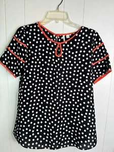 CATO donna bianco a pois bianco e bianco a pois manica corta finiture a contrasto taglia S nuovo - Foto 1 di 9