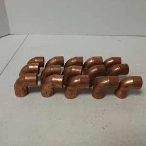 15x 1/2" x 1/2 Copper 90° Sweat Elbows - Picture 1 of 4