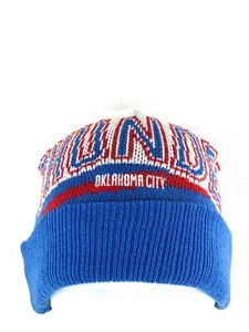 Oklahoma City Thunder Basketball Blue Red White Cuff Beanie Stocking Cap Hat - Picture 1 of 2