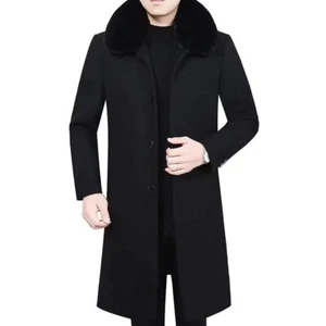 Men's Fashion Wear Long Coat Winter Wool Coat Outerwear Trench Long Coat - Picture 1 of 4