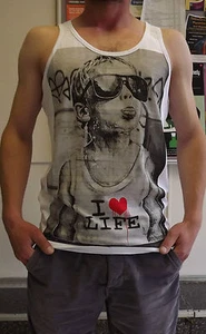 Banksy I Love Life T-SHIRT MAN VEST TOP FOR MEN,Banksy I Love Life Funny T SHIRT - Picture 1 of 7