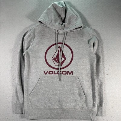 Volcom Hoodie Sweatshirt Adult Small Gray Fleece Skate Surf Logo Graphic Comfort - Image 1 of 4