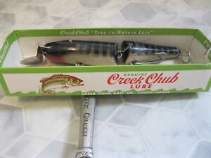Vtg Fishing lure Creek Chub Pikie 7 1/2 inches jointed excellent Muskie with Box