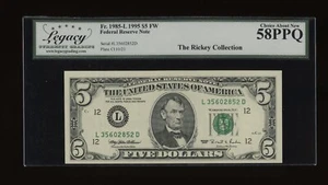 DBR 1995 $5 San Francisco Fr. 1985-L Legacy 58 PPQ Serial L35602852D - Picture 1 of 2