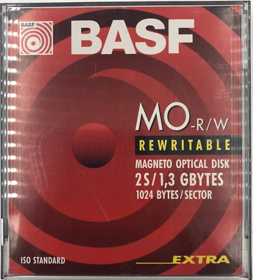 BASF EXTRA MO-R/W Rewritable Magneto Optical Disk 2S/1.3GB 1024B/S - Image 1 of 3
