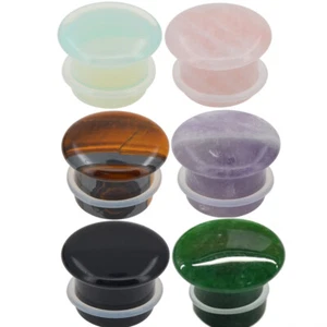 6 Pairs of Single Flare Stone Ear Plugs Silicone Expander Gauges 8ga - 5/8 E554 - Picture 1 of 8