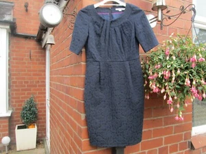 Boden Dress 8R Pleat Neck Lace Effect Shift Dress WH588-OLBS1 - Picture 1 of 3