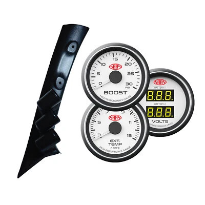 3 Gauge Pillar Pod for Toyota Hilux 2005-15 KUN  Boost Ext Dual Volt Gauge White - image 1 of 4
