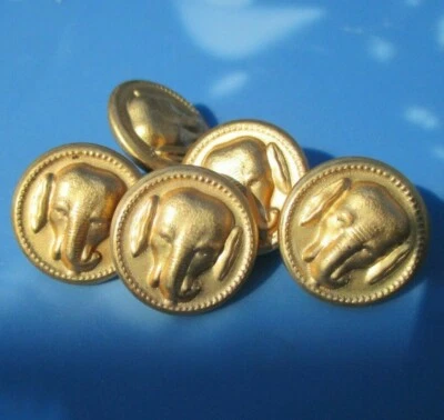 Vintage Elephant Head Button Gold Tone Pictorial Lot - Image 1 of 4