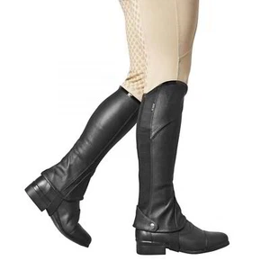 Dublin Stretch Fit Half Chaps - Black/Patent Piping - Picture 1 of 1