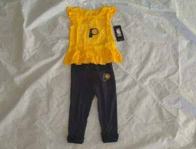 Conjunto de 2 piezas de top y pantalones con volantes amarillo/azul de Indiana Pacers de la NBA para niñas pequeñas talla 3T Foto 1 de 4
