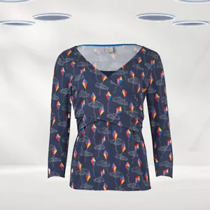 Ex Frugi Women’s Patang Fesitval Maternity Top in Navy (Defect) - Picture 1 of 3