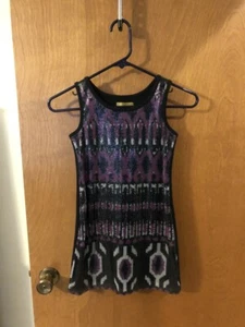NWT Nicole Miller Girls Size Small 7/8 Sequined Dress Black Purple Sleeveless - Picture 1 of 5