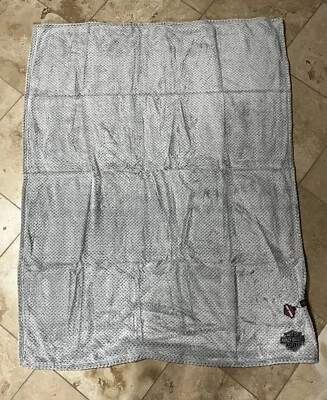 NEW 2023 HARLEY DAVIDSON PLUSH SOFT GREY GRAY 50" x 60" EMBROIDERED BLANKET - Image 1 of 4