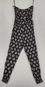 Ralph Lauren Denim & Supply Jumpsuit Womens Small Black Floral Casual Strapless - Picture 1 of 10