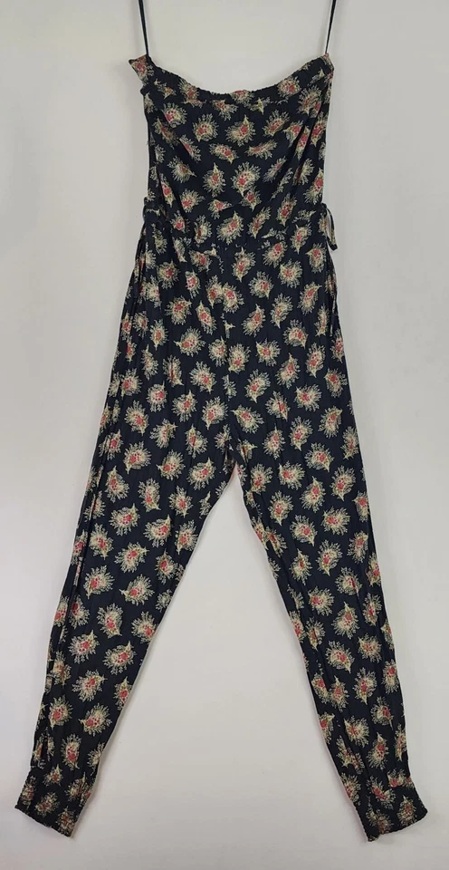 Ralph Lauren Denim & Supply Jumpsuit Womens Small Black Floral Casual Strapless - Image 1 of 4