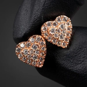 Juego de pendientes de peine de miel de oro rosa 925 de plata esterlina 925 para mujer - Imagen 1 de 6