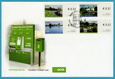 SELLOS DE CAJERO AUTOMÁTICO DE IRLANDA DE EIRE / EMISIÓN 2008 VÍAS NAVEGABLES INTERIORES SE ELEVA OFICIAL FDC Foto 1 de 3
