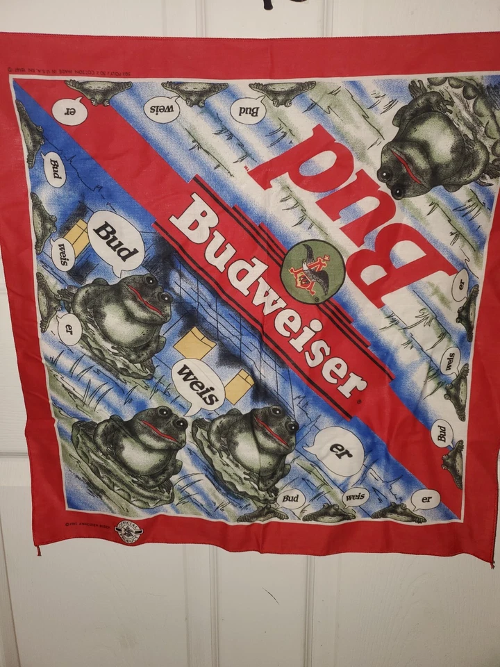 Bandana de cerveza publicitaria Budweiser Frog 1995  Foto 1 de 1