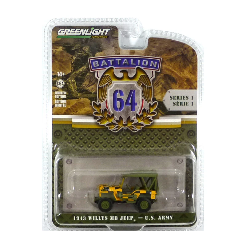 Greenlight 61010-D Willys MB Jeep "U.S. Army" gelb/schwarz/grün 1943 - Battalion - Bild 1 von 1