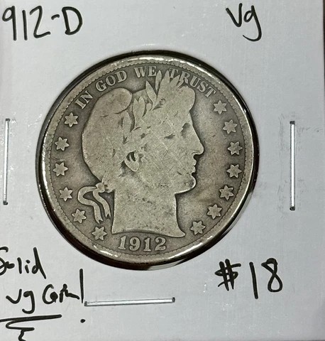 1912-D Barber Half Dollar VG Cover