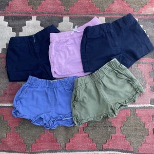 Crewcuts LOT Girls Ruffle Pockets Shorts Size 4 Blue Pink Green - Picture 1 of 7