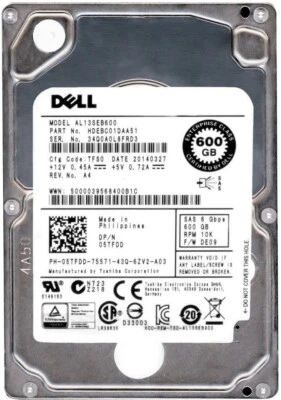 Hard Drive Dell 05TFDD 5TFDD 600GB 10000U/Min 64MB SAS-2 AL13SEB600 2.5'' Inch - Image 1 of 3