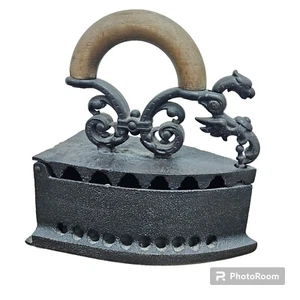  Coal Iron Charcoal with Ornate Latch Metal Handle Antique - Picture 1 of 17