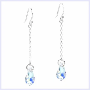 Pendientes de lágrima de cristal de aurora boreal Swarovski Elements plata esterlina .925 - Imagen 1 de 2