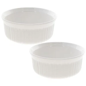 Cazuela de vidrio blanco francés redondo Corningware FS1 2,5 Qt/2,35 L (paquete de 2) - Imagen 1 de 3