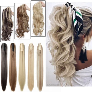 Extension capelli coda di cavallo 100% nuova clip in coda di cavallo artiglio su pezzo di capelli come umano - Foto 1 di 27