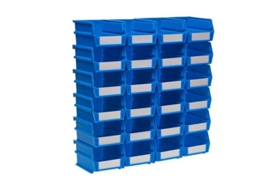 24 Piece Set 4"x3"x5" Blue Pegboard Wall Storage Bin Garage Shop Organizer - Image 1 of 3