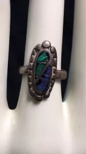 Vintage Silver Ring Blue And Green Stones - Bild 1 von 8