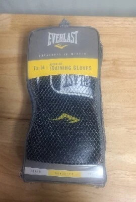 MMA Everlast 14 Oz. Black Pro Style Training Gloves Hook & Loop Black/White - Image 1 of 4