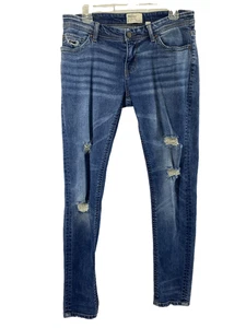 BKE Womens Stella Skinny Jeans Size 29R Low Rise Destroyed Medium Wash Denim - Picture 1 of 13