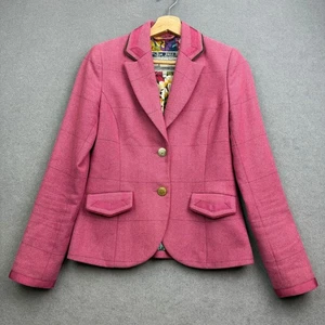 Joules Tweed Sakko UK 8 rosa HARTWELL Blazer Hacking Country Fischgrät kariert - Bild 1 von 14