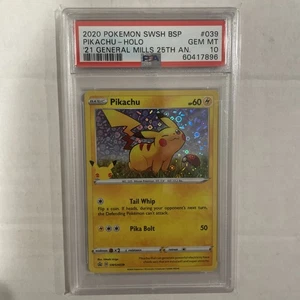Pokemon 2020 Stella Nera Promo Pikachu GM 25° Anniversario Holo SWSH039 PSA 10 - Foto 1 di 2