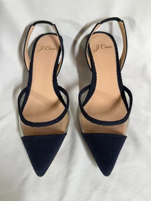 NUEVO JCrew Azul Marino Sophie Slingback Gatito Tacón Talla 5.5 Foto 1 de 4