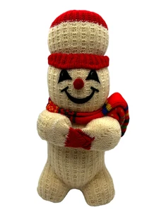 Peluche muñeco de nieve vintage MCM hecho a mano ganchillo Navidad 12" - Imagen 1 de 10